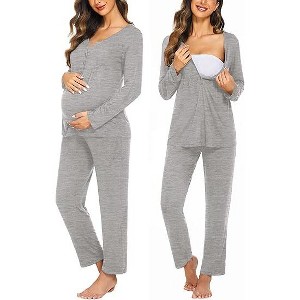 Ekouaer Maternity Nursing Pajama Sets Labor Delivery Pjs Long Sleeve Breastfeeding Pajamas Pregnancy Sleepwear Set - 1 of 1