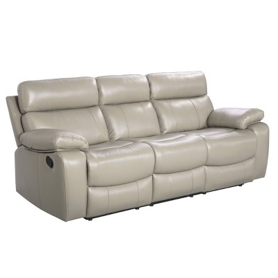 Cortez Leather Reclining Sofa Beige - Abbyson Living