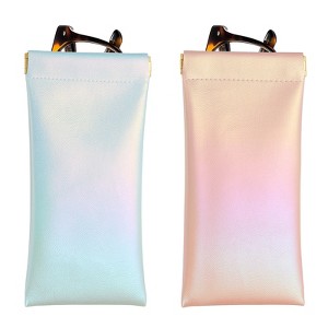 Unique Bargains Travel PU Leather Soft Squeeze Top Sunglass Pouch Organizer 2 Pcs - 1 of 4