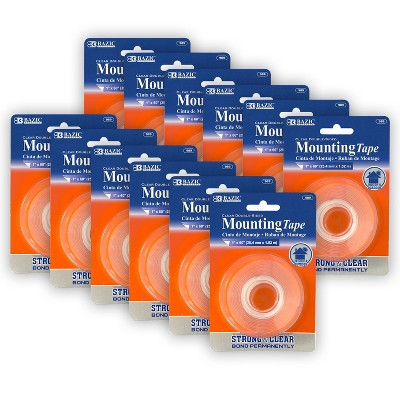 BAZIC Products® Double Sided Clear Mounting Tape, 1" x 60", Pack of 12