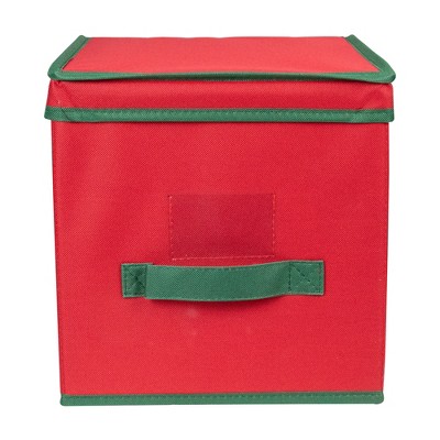 Northlight 13” Red and Green Christmas Ornament Storage Box with Removable Dividers