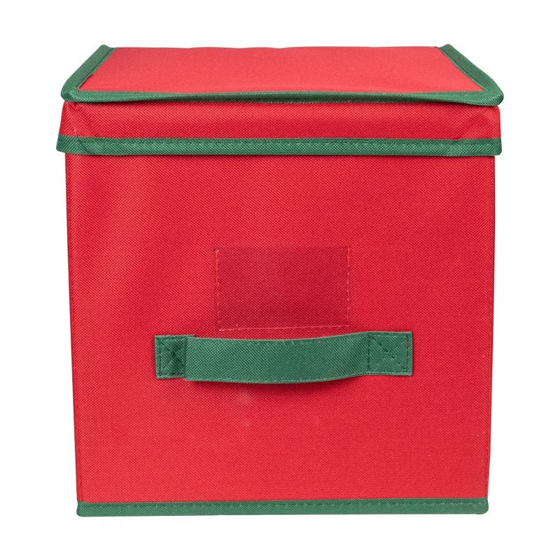 Northlight 13” Red and Green Christmas Ornament Storage Box with Removable Dividers, 3 of 6