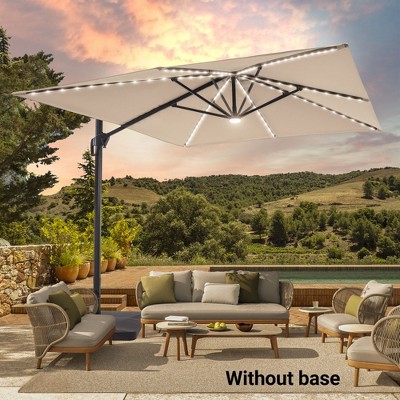 Sonkuki 11.5×9FT Offset Outdoor Solar LED Patio Aluminum Cantilever Umbrella with Infinite Canopy Angle Adjustment