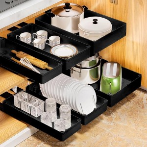 No-Drill Sliding Drawer Organizer - Pull-out storage basket for versatile under-sink or cabinet organization. - 1 of 4