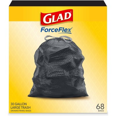 New Glad Force Flex Plus Stretch Drawstring Garbage Trash Bags 30 Gal 50 Pack 