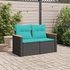 vidaXL Patio Sofa Black Poly Rattan with Cushions/Storage - 2-Seater Outdoor Loveseat, Modular Design - 3 of 4
