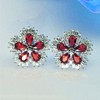 Camran Blue or Red Stud Earrings Cubic Zirconia Ginger Lyne Collection - 4 of 4