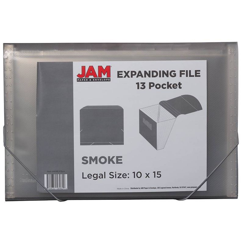 JAM Paper 10" x 15" 13 Pocket Plastic Expanding File Folder - Legal Size - Gray, 3 of 5