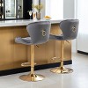 Leovsnove Barstools Set of 2 Modern Swivel Pub Height Barstool, High Dining Chair with Velvet Seat, Backrest, Armless Hydraulic Counter Stool - 3 of 4