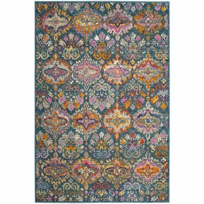Madison 5' x 7' Blue and Orange Synthetic Flat Woven Rug