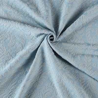 Light Blue Cotton Twin Floral Jacquard Bedspread Set