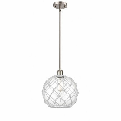 Farmhouse Rope - 1 Light Stem Hung Mini Pendant In Industrial Style-13 Inches Tall and 10 Inches Wide