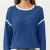 Anna-Kaci Women's Long Sleeve Knit Top with Contrast Trim and Relaxed Fit - 2 of 4