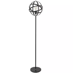 FC Design 56"H Industrial Metal Floor Lamp with Spherical Cage Design in Black Finish