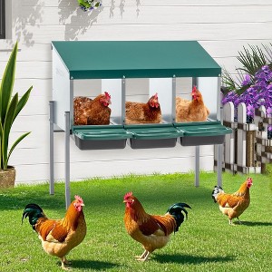 Kumasinova 3/6/8/4-Bay Metal Chicken Nesting Box( with Legs),Galvanized Steel Laying Box for Hens,Poultry Supplies with Egg Protection,Green - 1 of 4