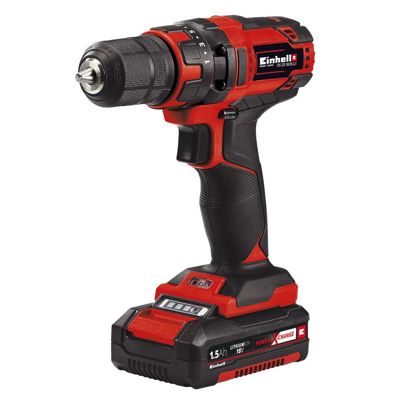 Einhell TE-CD Power X-Change 18-Volt Cordless 3/8-Inch Variable Speed Drill/Driver, 550-RPM MAX, LED Light, Kit (w/ 1.5-Ah Battery + Fast Charger), 2 of 7