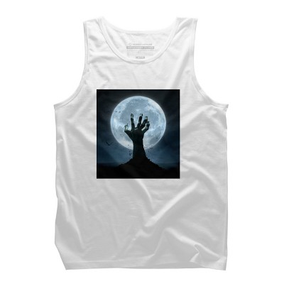 Men's Design By Humans Halloween! Zombie Hand Reaching from Grave T-Shirt By EBCD Tank Top