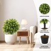 COWLOWN 2ft Set of 2 Boxwood Topiary Ball Trees Artificial Outdoor, UV Resistant Faux Evergreen Plants, Outside Greenery - 2 of 4