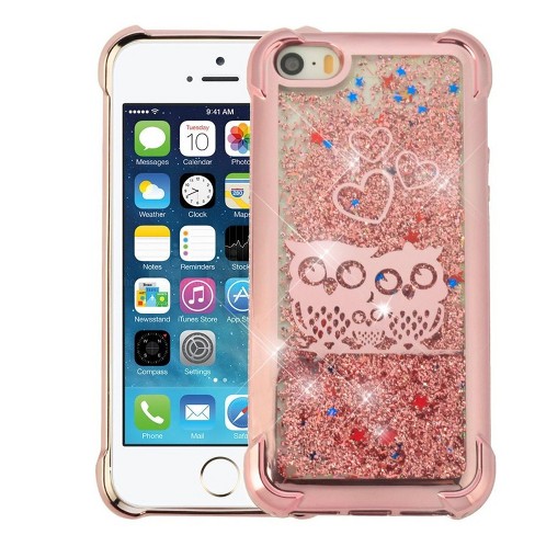 Airium Confetti Quicksand Glitter Owl Hard Plastic Soft Tpu Rubber Case Cover For Apple Iphone 5 5s Se Rose Gold Target