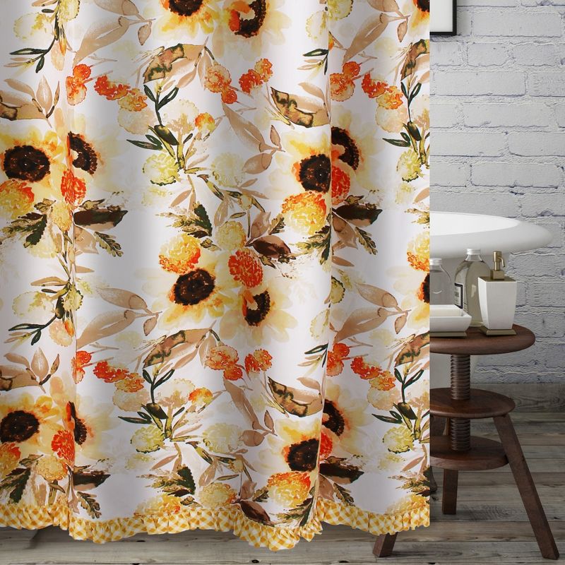Somerset Ruffle-Trimmed Shower Curtain 72 "x 72" Gold by Greenland Home Fashion, 2 of 5