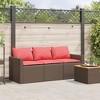 vidaXL Patio Sofa with Cushions 3-Seater Brown Poly Rattan - 3 of 4