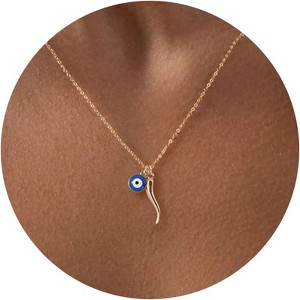 Gold Symbol Necklace for Women, 14K Gold Plated Infinity Star Evil Eye & Cross - 1 of 4