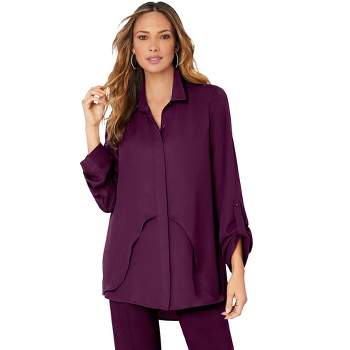 Women's Blouses Oversized Satin Blouse Purple S
