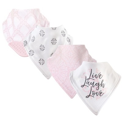 Yoga Sprout Baby Girl Cotton Bandana Bibs 4pk, Scroll, One Size