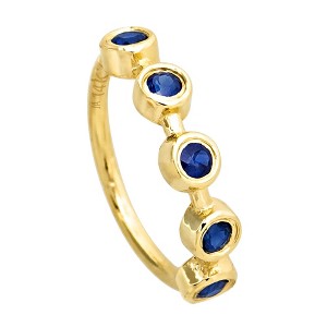 Jewelry Avalanche 14K Gold 5-stone Bezel set Blue Sapphire Nose Hoop, 8mm, 20G Nose Ring - 1 of 4