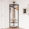 Appendiabiti ad angolo, in metallo, con 6 ganci doppii, scarpiera aperta, per corridoio, soggiorno, camera da letto, stile vintage/grigio/oro - 2 of 4