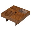 JUJABU 33'' Square Mid-Century Modern Wooden Coffee Table with 3 Storage Drawers, Tempered Glass Top and Solid Wood Legs for Living Room - 2 of 4