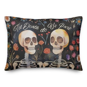 Creative Products Til Death Do Us Part Floral Skeletons 14 x 20 Spun Poly Pillow - 1 of 3