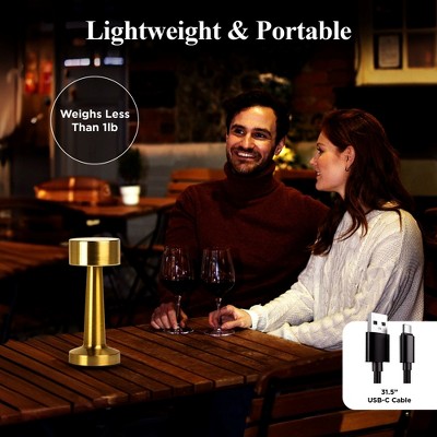 Gold Cordless Touch LED Table Lamps with Adjustable Brightness