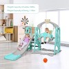 Costzon 4-in-1 Toddler Slide and Swing Set, Indoor/Outdoor Playset with Slide, Climber, Basketball Hoop & Ball, Little Bear Theme for Ages 1+ - 2 of 4
