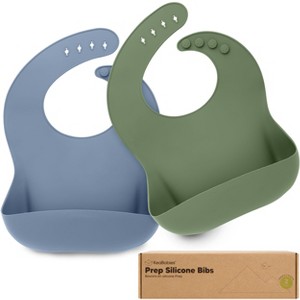 KeaBabies 2-Pack Silicone Bibs For Babies, Food Grade Silicone Baby Bibs for Eating, Feeding, Toddler Bibs, Boys, Girls - 1 of 4