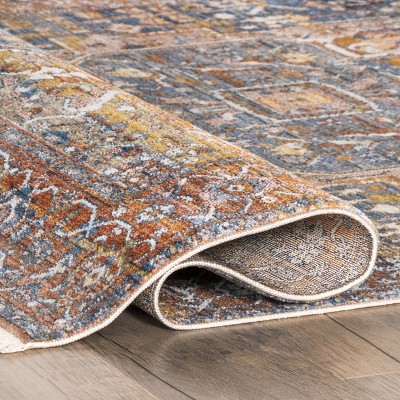 Harriet Rust Square Vintage Medallion Fringe Area Rug