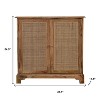 HomeRoots 34" Brown Solid Wood And Textured Rattan Accent Cabinet With Two Doors - 3 of 4
