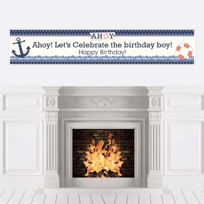 Big Dot of Happiness Ahoy - Nautical - Happy Birthday Decorations Party Banner