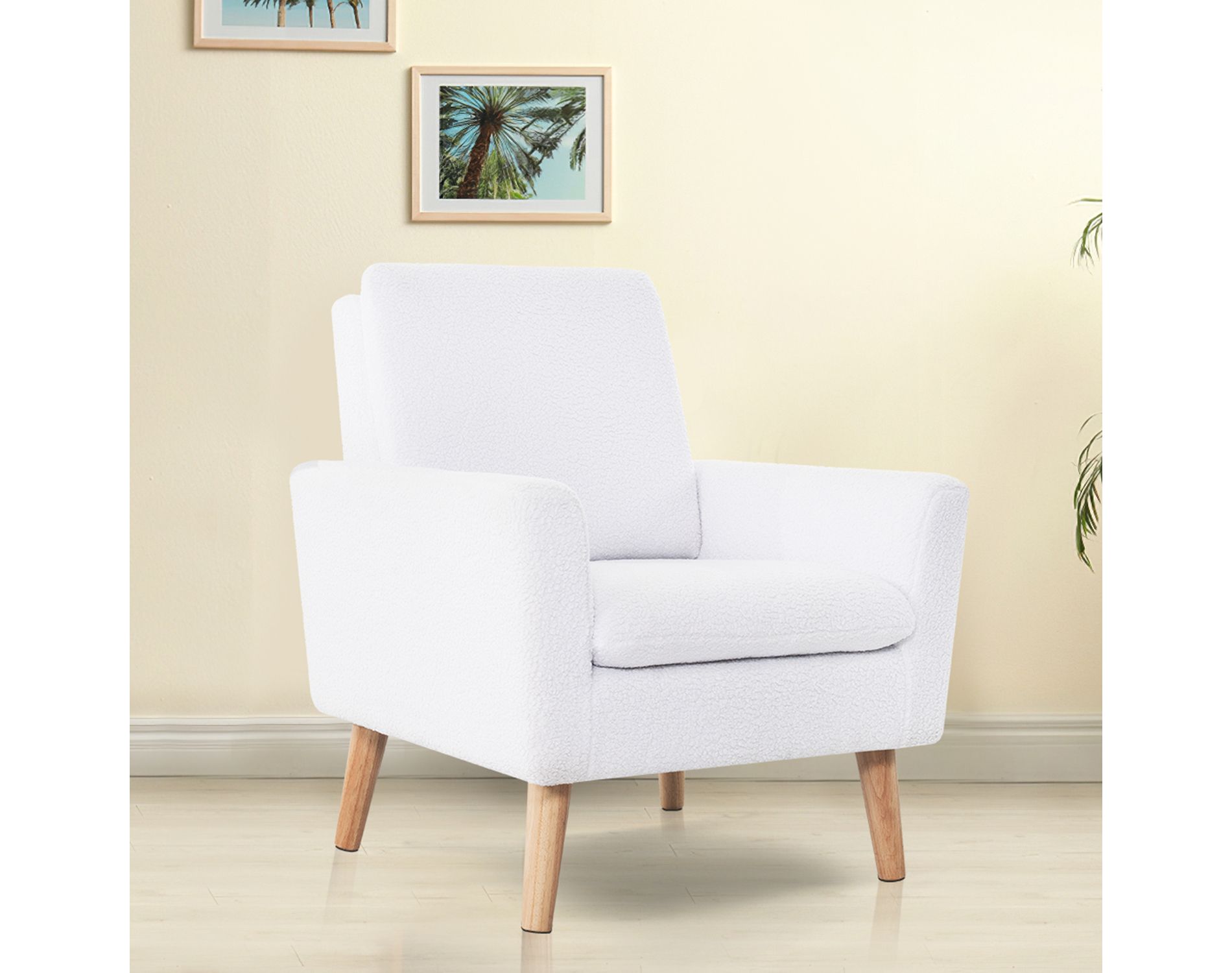 Home Imports Emporium Teddy Fleece Accent Chair for Living Room in White