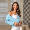 Women's Blue Cozy Cable Knit Front Button Cardigan - Cupshe - 2 of 4