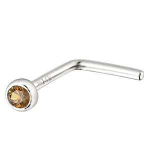 Jewelry Avalanche 22G 14K Gold Bezel-set Citrine L-shape Nose Stud - 1 of 1