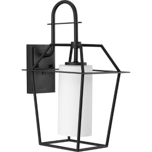 Progress Lighting Chilton 1-Light Outdoor Wall Lantern in Textured Black with Etched Opal Glass Shade - 1 of 1