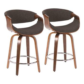 Set of 2 Curvini Upholstered Counter Height Barstools - Lumisource