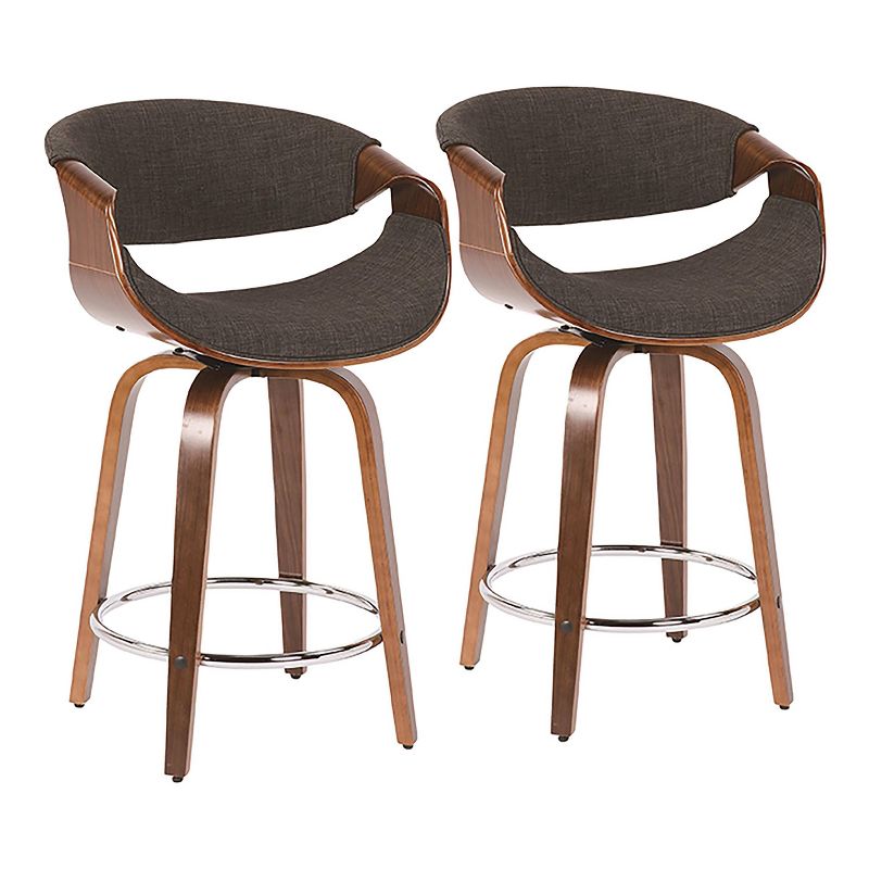 Set of 2 Curvini Upholstered Counter Height Barstools - Lumisource, 1 of 14