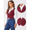 INSPIRE CHIC Women's Vintage Plaid V Neck Single Breasted Sleeveless Vest - 2 of 4