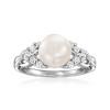 Ross-Simons 8-8.5mm Cultured Pearl and .40 ct. t.w. White Topaz Jewelry Set: Pendant Necklace and Ring in Sterling Silver - 4 of 4