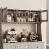 CuisinSmart 66.9" Tall Kitchen Hutch Storage Cabinet, Coffee Bar Cabinet with 3 Drawers & Lights, Freestanding Food Pantry Cabinet - 4 of 4