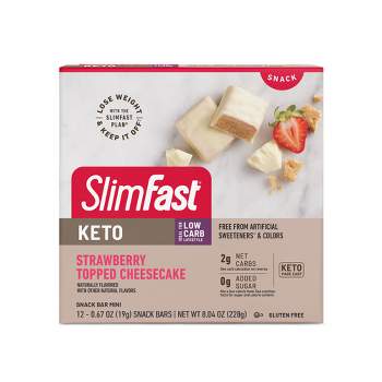 SlimFast Keto Fat Bomb Snack Bar Minis - Strawberry Topped Cheesecake - 12ct/.67oz
