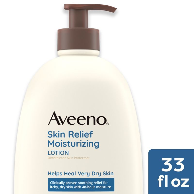 Aveeno Skin Relief Moisturising Body Lotion for Dry Skin with Oat and Shea Butter - Unscented - 33 fl oz, 1 of 12