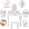 Kids' Vanity Set with Mirror and Light, Makeup Mirror with Light, Vanity Chair, Makeup Table and Stool, Wood Makeup Playset for Girls Ages 4-9 - 3 of 4